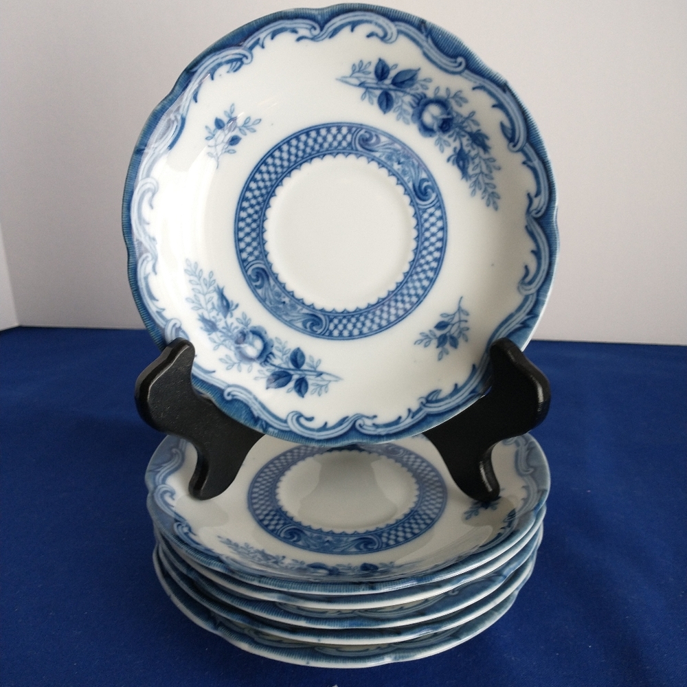 Blue Rose 6 Vintage Saucers Japanese